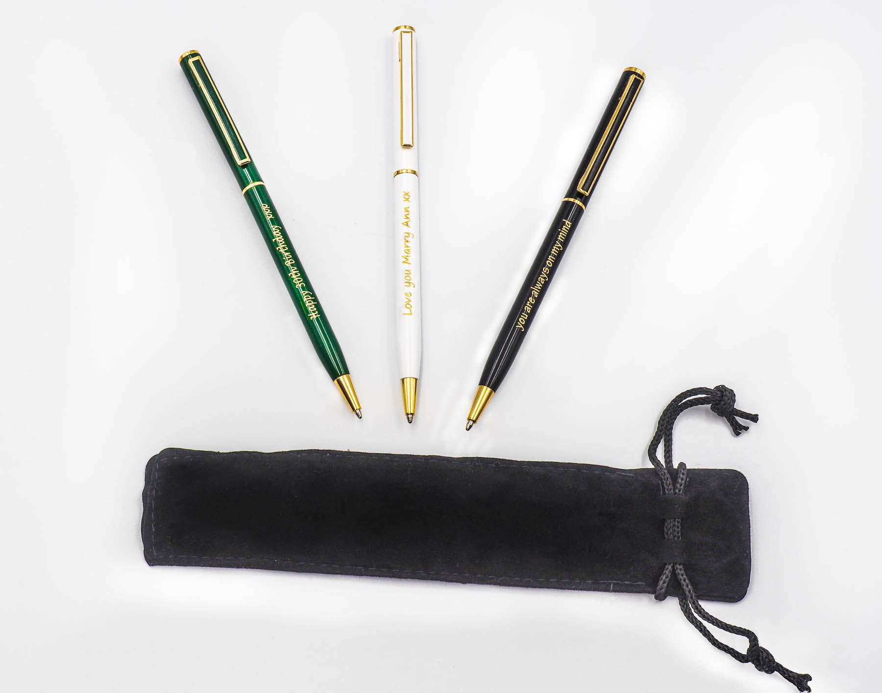 🏷️ PERSONALISED SLIM PEN – Engraved Gift in Green, Black or White with Gift Box